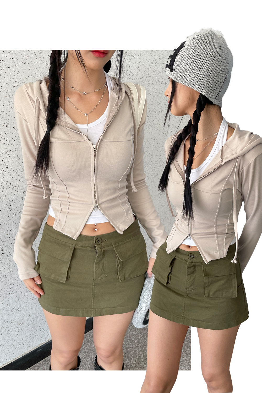 gram line hoodie zip up (3colors)