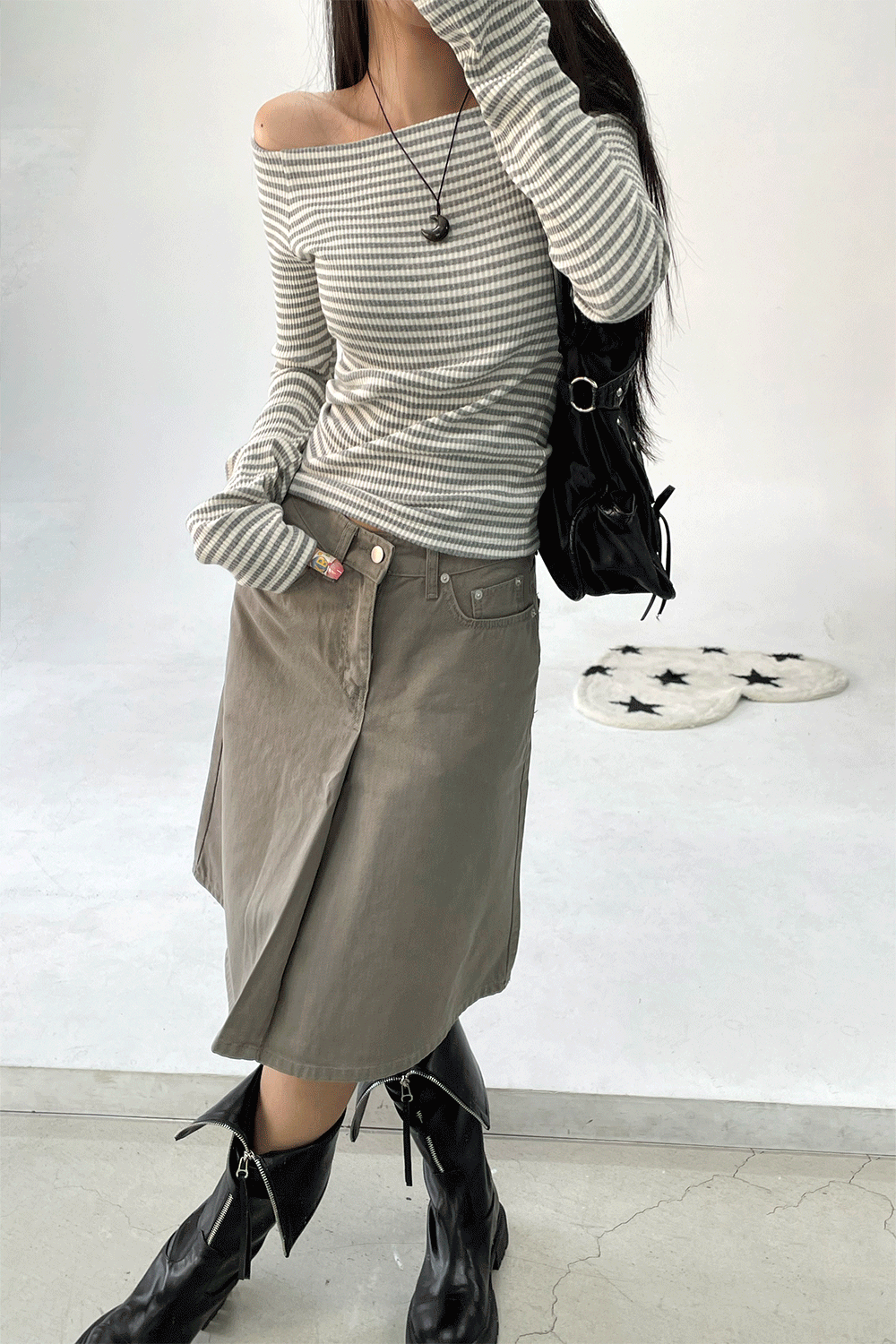 devil cotton midi skirt (3colors)