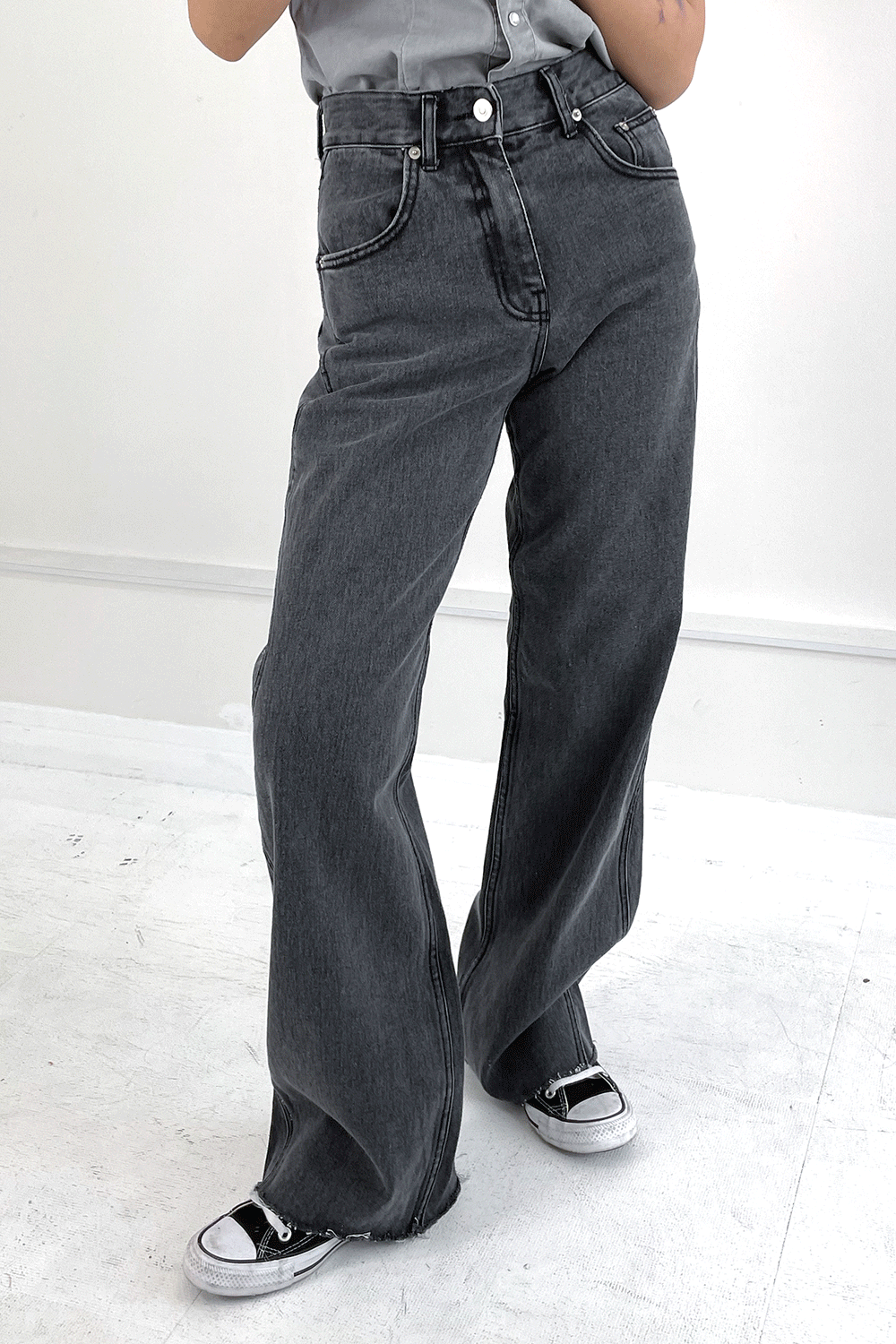 side wave denim pants (2colors)