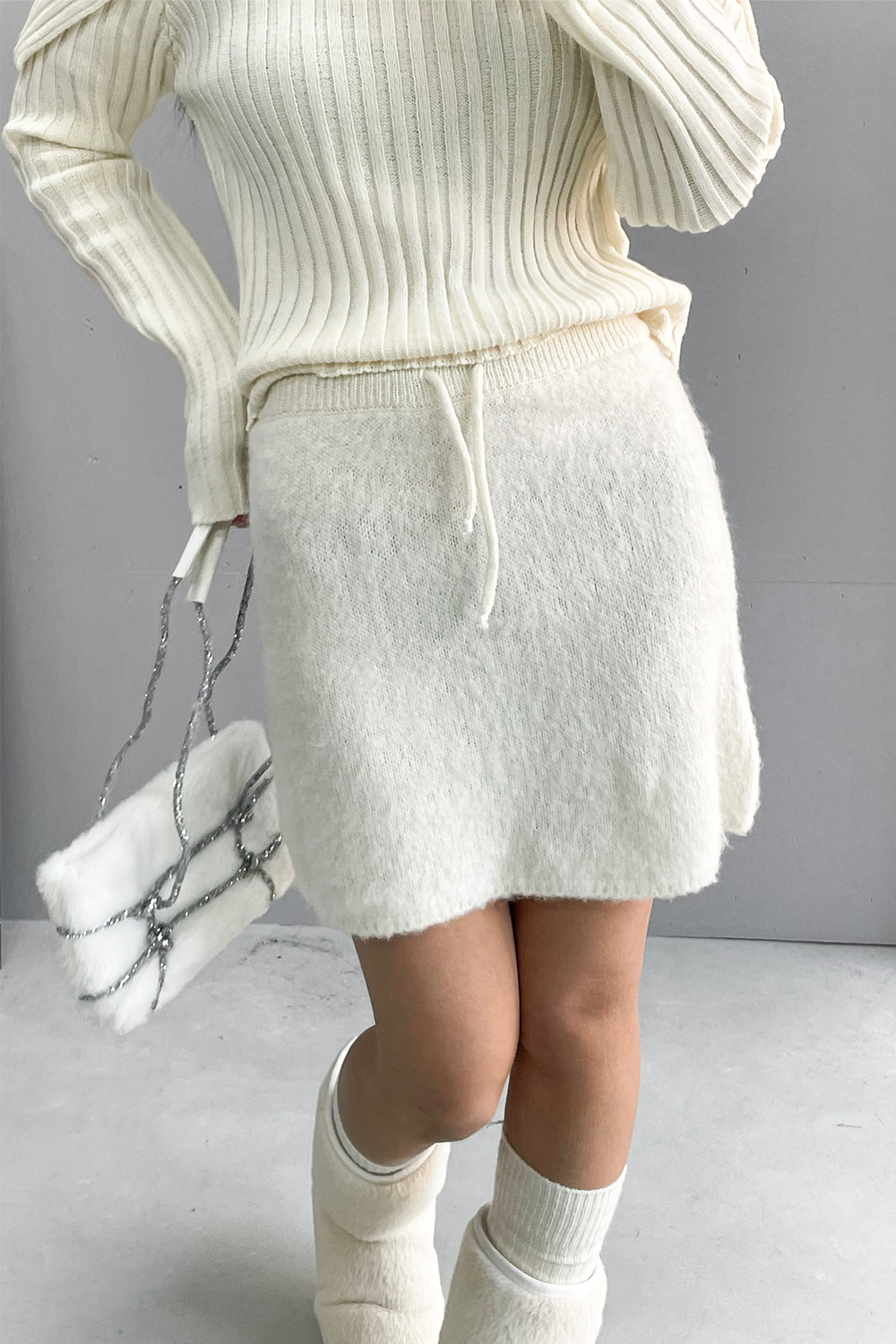 brush knit mini skirts (4colors)