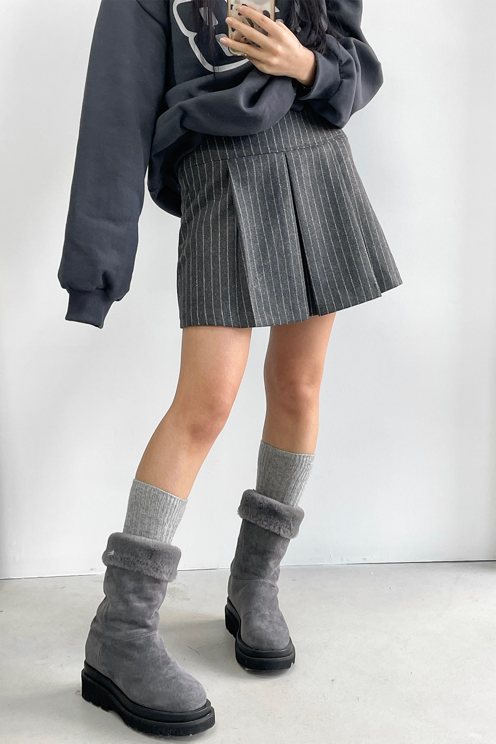 if stripe pleats skirts (2colors)